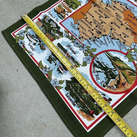 Devon England Tea Towel 20 x 30" Map Landmarks Combe Martin Dartmouth Castle - Picture 7 of 7